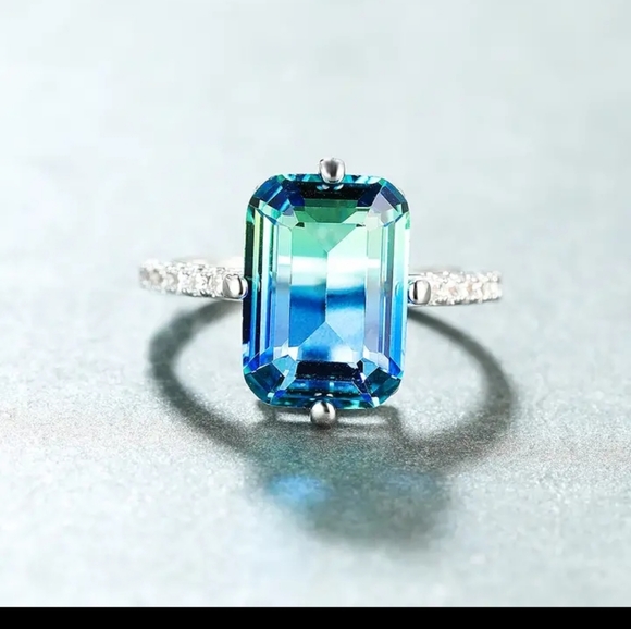 Opaque and .925 sterling silver ring in size 10 - Picture 6 of 7